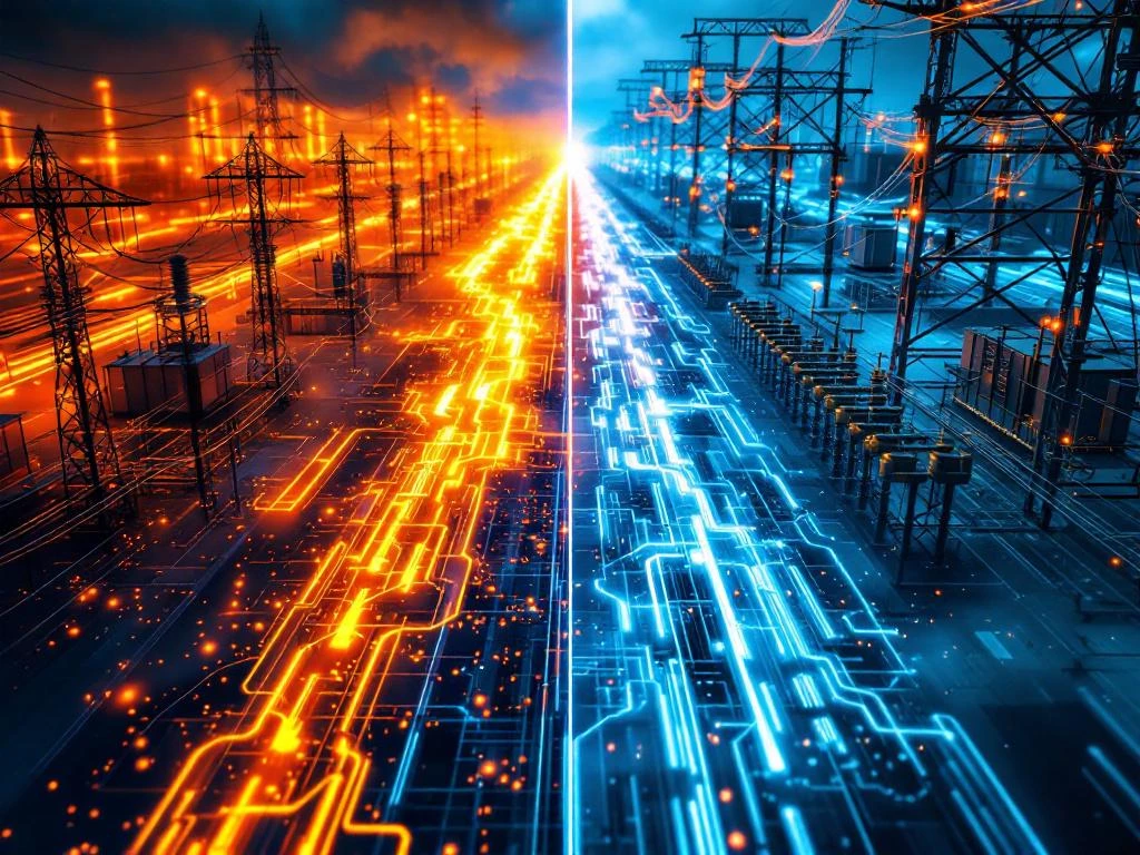 Elektrisch netwerk: links overbelast met rode energiestromen, rechts geoptimaliseerd met blauwe stromen door moderne infrastructuur
---
**Token Usage Summary:**
- Input tokens: 316
- Output tokens: 33
- Total tokens: 349
- Token budget remaining: 199,651